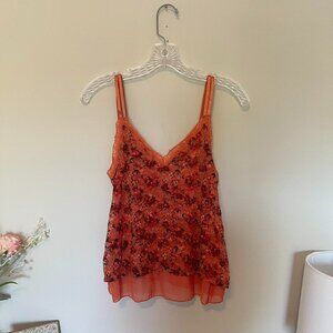 altar’d state flowy tank top with mesh underlay and floral lace detailing